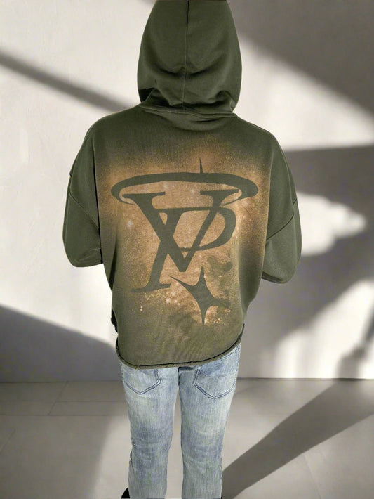 Olive Green Reverse Splash & Star Hoodie